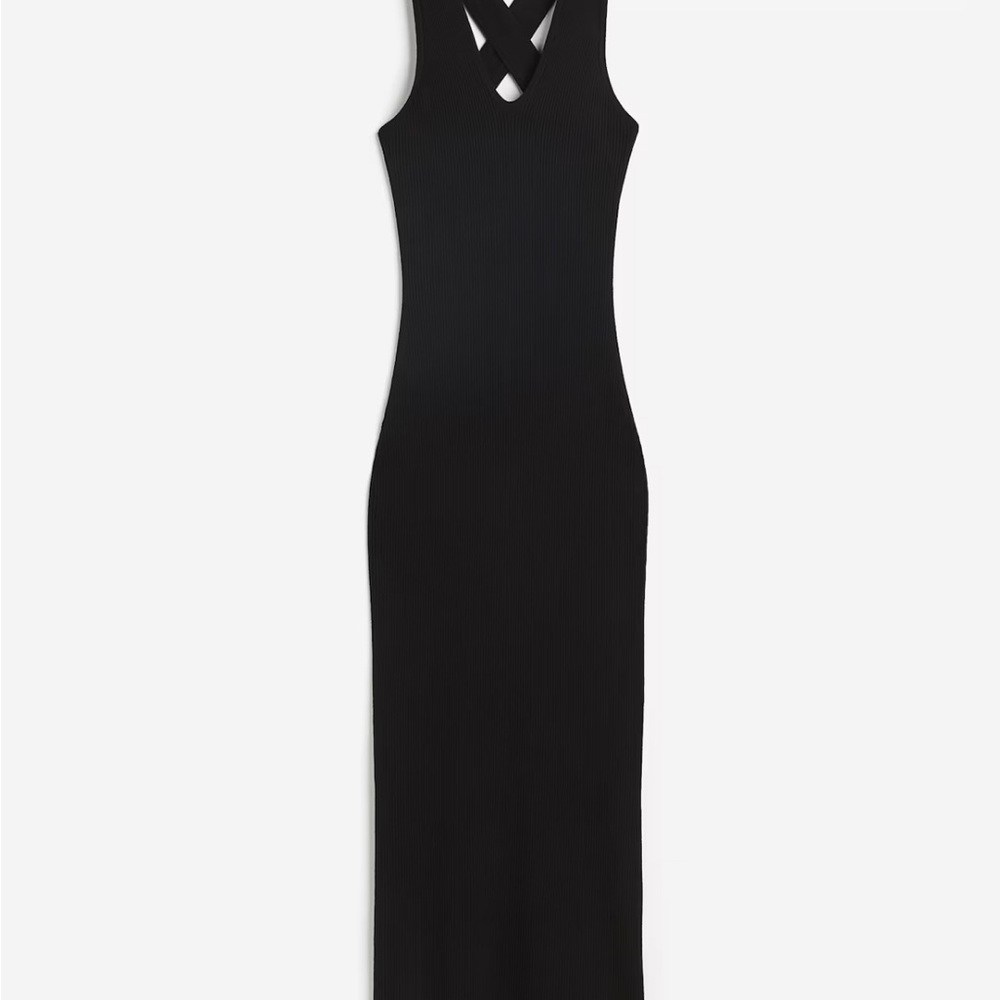 H&M Black Backless Dress with Crossed Straps
